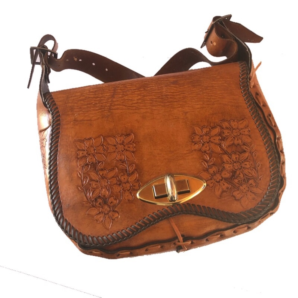 Vintage leather floral purse